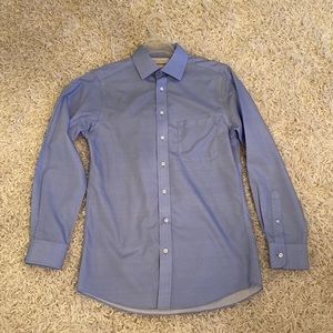 Mens Gold Label blue long sleeve button down slim fit non-iron dress shirt